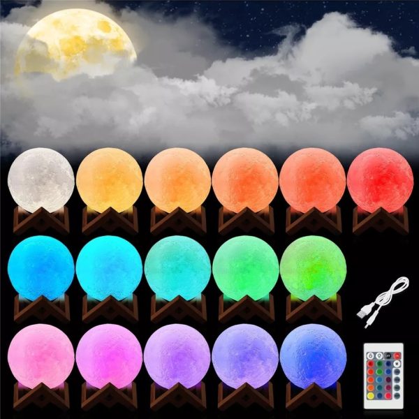 Lampara Luna 13 cm 16 colores control remoto - Imagen 2