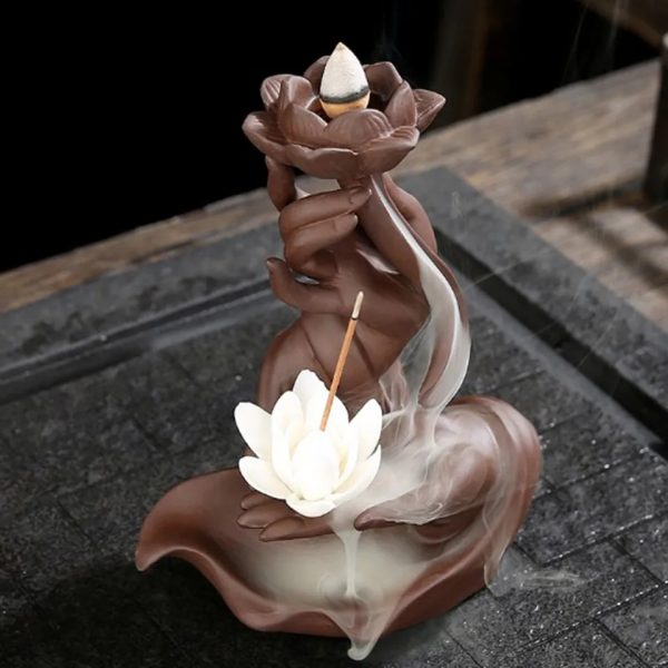 Cascada de incienso  mano con Flor de Loto + 10 conos de incienso - Imagen 3