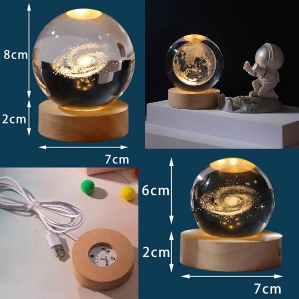 Lámpara Bola de Cristal Saturno tamaño XL (8cm) - Imagen 3