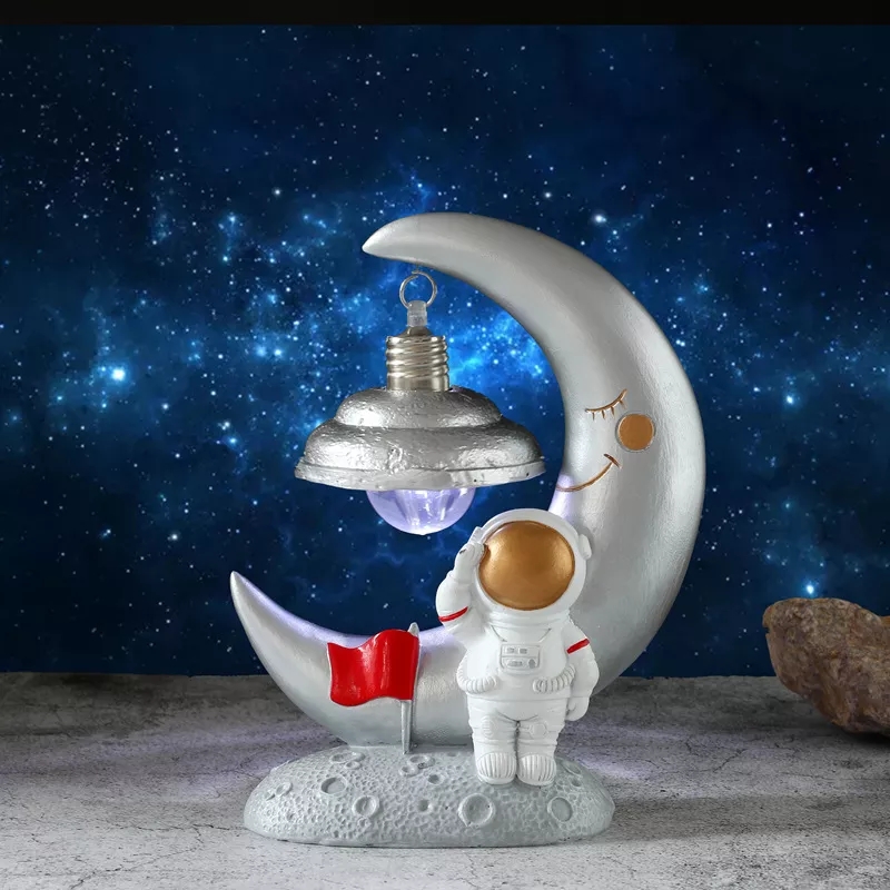 Lámpara Astronauta y Faro Plateado - Lámpara Luna